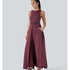 Halara Breezeful Zipper Sleeveless Pocket Contrast Quick Dry Jumpsuit Size M